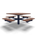 Blue Wabash Valley Rinnova Square Picnic Table, 4 Seats, Surface Mount, Cedar recycled plastic planks, commercial outdoor dining table