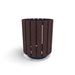 Blue Wabash Valley Rinnova Trash Receptacle, Milwaukee Brown Slats, recycled plastic planks on a blue powder-coated steel frame, model RV300G, eco friendly trash can