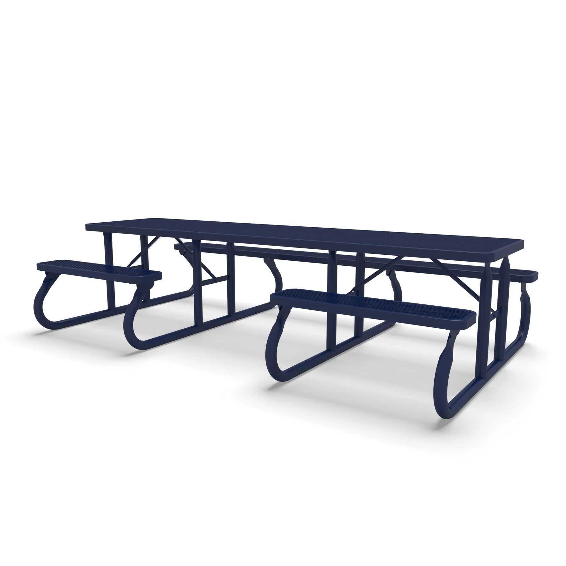 Blue Wabash Valley Signature Side by Side ADA Accessible 10 ft Diamond Portable Picnic Table in plastisol-coated steel, a handicap accessible picnic table