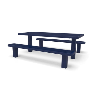 Blue Wabash Valley Signature Multi-Pedestal 6 ft Diamond Inground Picnic Table in plastisol-coated steel, model SG205D, in ground picnic table