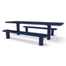 Blue Wabash Valley Signature Multi-Pedestal 8 ft ADA Accessible Diamond Inground Picnic Table in plastisol-coated steel, open at both ends for wheelchair seating, model SG207D, ada accessible picnic table