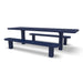 Blue Wabash Valley Signature Multi-Pedestal 8 ft ADA Accessible Perforated Inground Picnic Table in plastisol-coated steel, open at both ends for wheelchair seating, model SG207P, handicap accessible picnic table