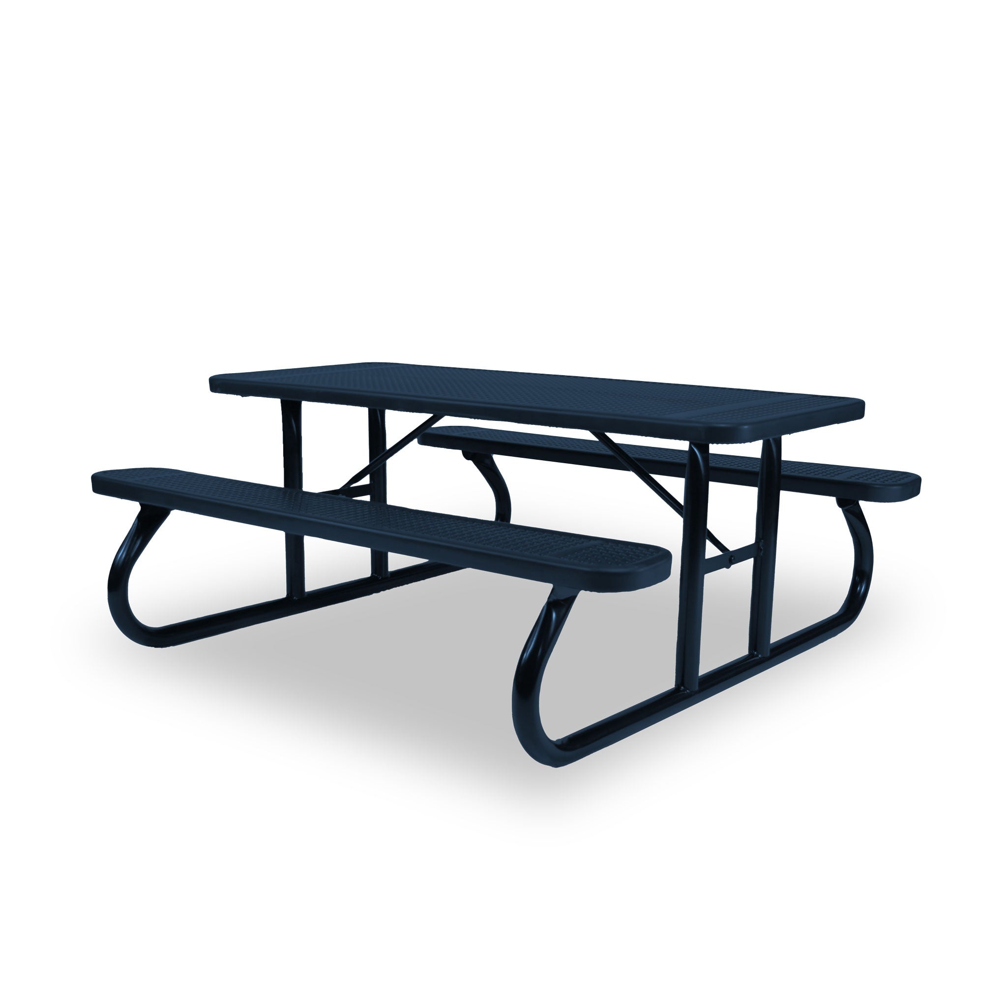 Blue Wabash Valley Signature Portable Picnic Table, blue top, seats and frame, 6' Standard, Perforated pattern, outdoor tables for schools