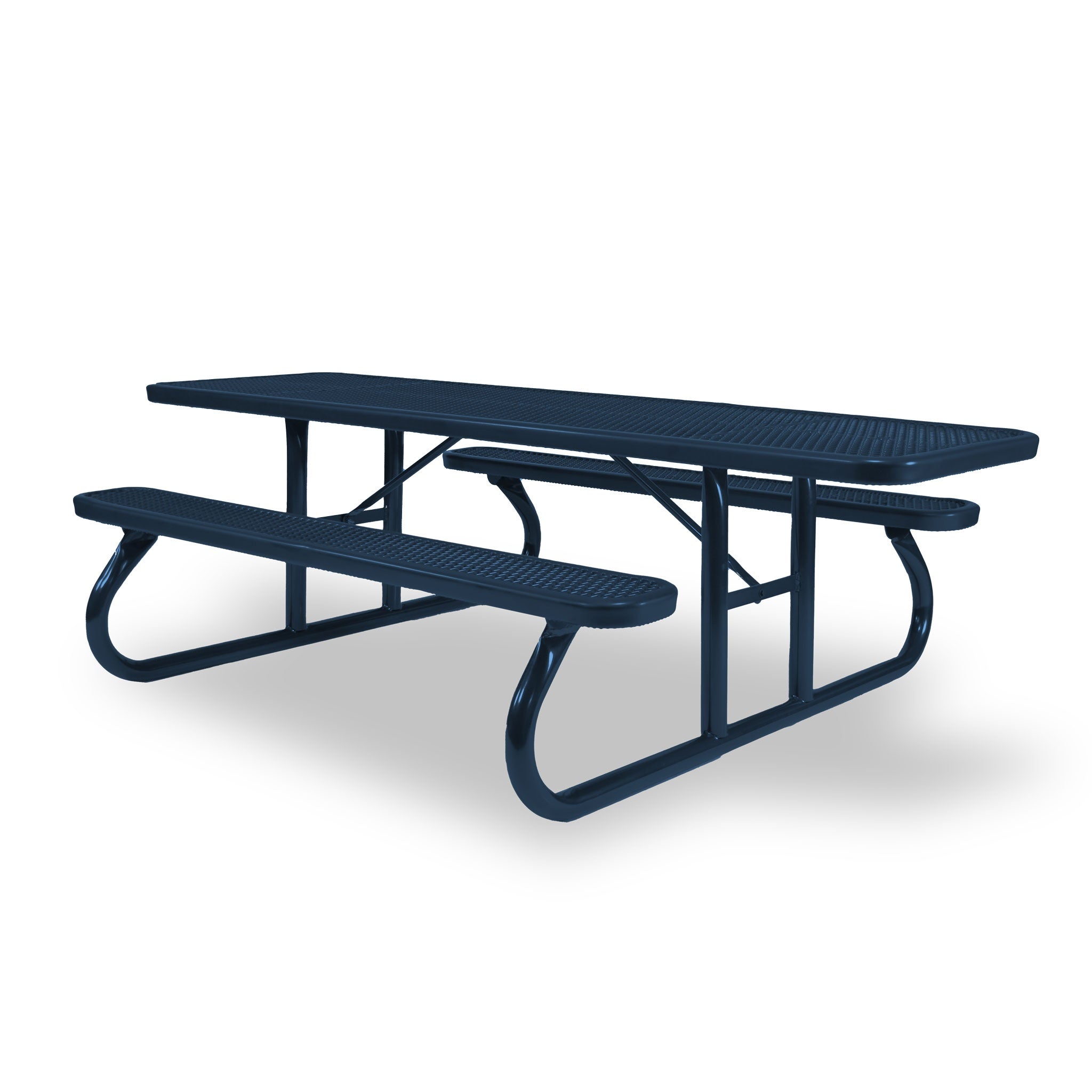 Blue Wabash Valley Signature Portable Picnic Table, blue top, seats and frame, 8' ADA Accessible, Diamond pattern, outdoor school lunch tables