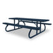 Blue Wabash Valley Signature Portable Picnic Table, blue top, seats and frame, 8' Standard, Perforated pattern, perforated picnic table