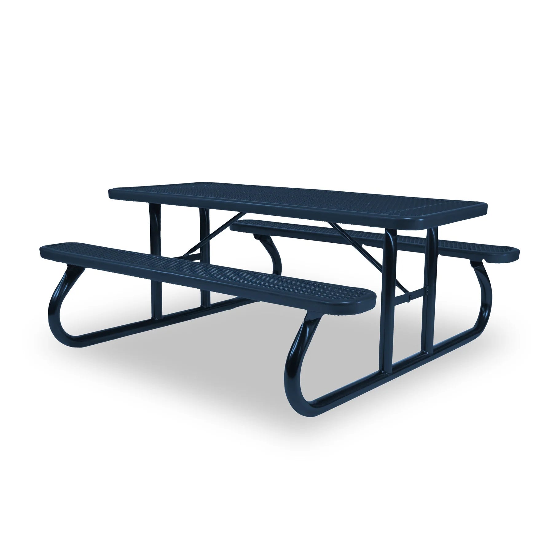Blue Wabash Valley Signature Portable Picnic Table, blue top, seats and frame, Standard seating, Diamond pattern, vinyl coated picnic tables