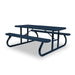 Blue Wabash Valley Signature Portable Picnic Table, blue top, seats and frame, Standard seating, Diamond pattern, vinyl coated picnic tables