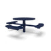 Blue Wabash Valley Signature Round Pedestal Picnic Table, Diamond, Standard - ADA Accessible - Inground, in plastisol-coated steel, model SG250D, commercial patio furniture