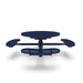 Blue Wabash Valley Signature Round Pedestal Picnic Table, Diamond, Standard - 4 Seats - Inground, in plastisol-coated steel, model SG245D, round outdoor metal table