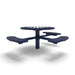 Blue Wabash Valley Signature Round Pedestal Picnic Table, Perforated, Chessboard - ADA Accessible - Inground, in plastisol-coated steel, model SP215P, park chess table