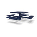 Blue Wabash Valley Signature Square Pedestal Picnic Table, Diamond, Standard - 4 Seats - Inground - 40 Inch, in plastisol-coated steel, model SG215D, 40 inch square table