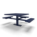 Blue Wabash Valley Signature Square Pedestal Picnic Table, Perforated, Standard - ADA Accessible - Surface Mount - 46 Inch, in plastisol-coated steel, model SG234P, ada accessible table