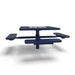 Blue Wabash Valley Signature Square Pedestal Picnic Table, Perforated, Chessboard - ADA Accessible - Inground - 46 Inch, in plastisol-coated steel, model SP230P, outdoor checkers table