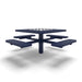 Blue Wabash Valley Signature Square Pedestal Picnic Table, Perforated, Chessboard - 4 Seats - Inground - 46 Inch, in plastisol-coated steel, model SP225P, outdoor checkers table
