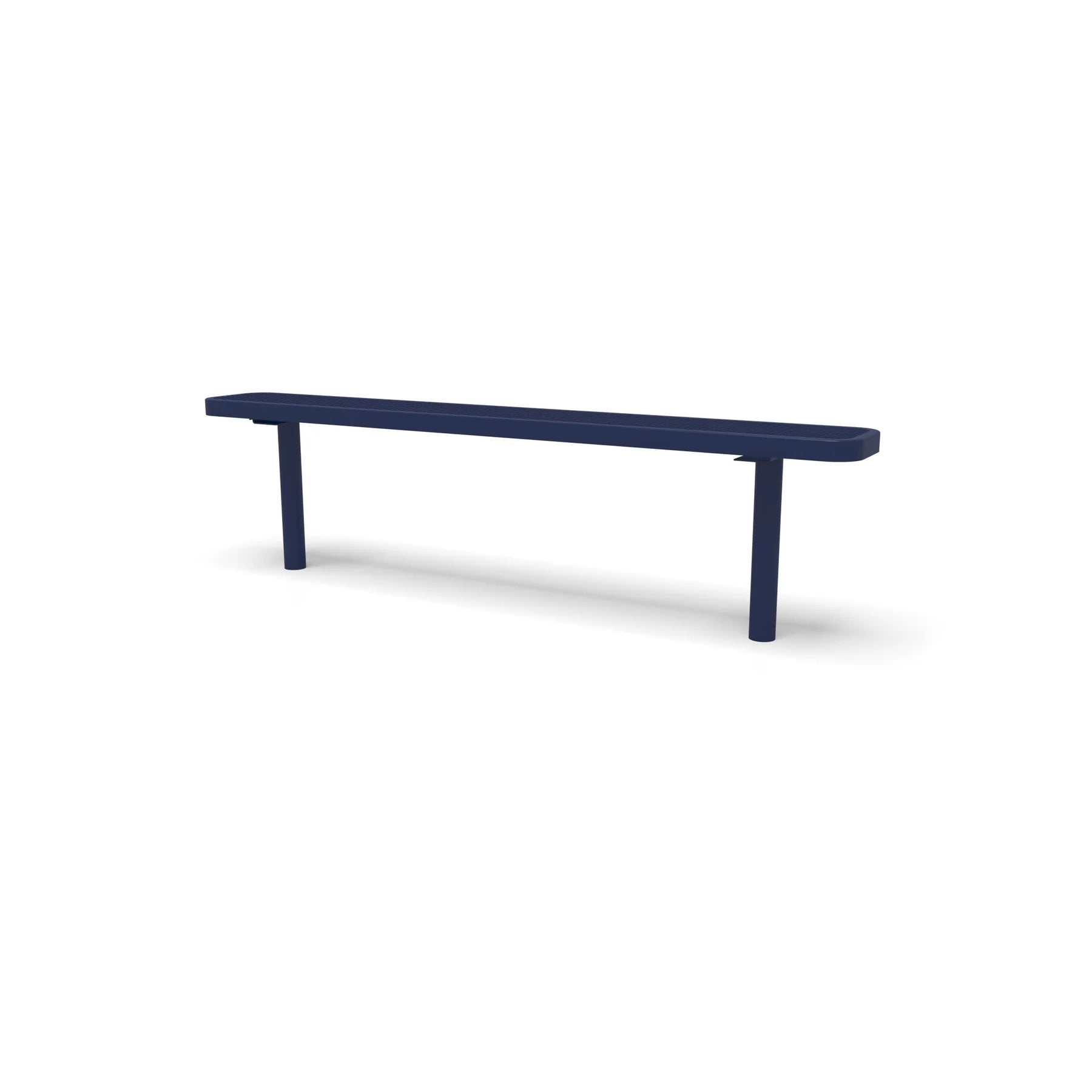 Blue Wabash Valley Signature Steel Backless Bench, Diamond, 6' Inground posts, solid blue, plastisol-coated steel, commercial seating bench