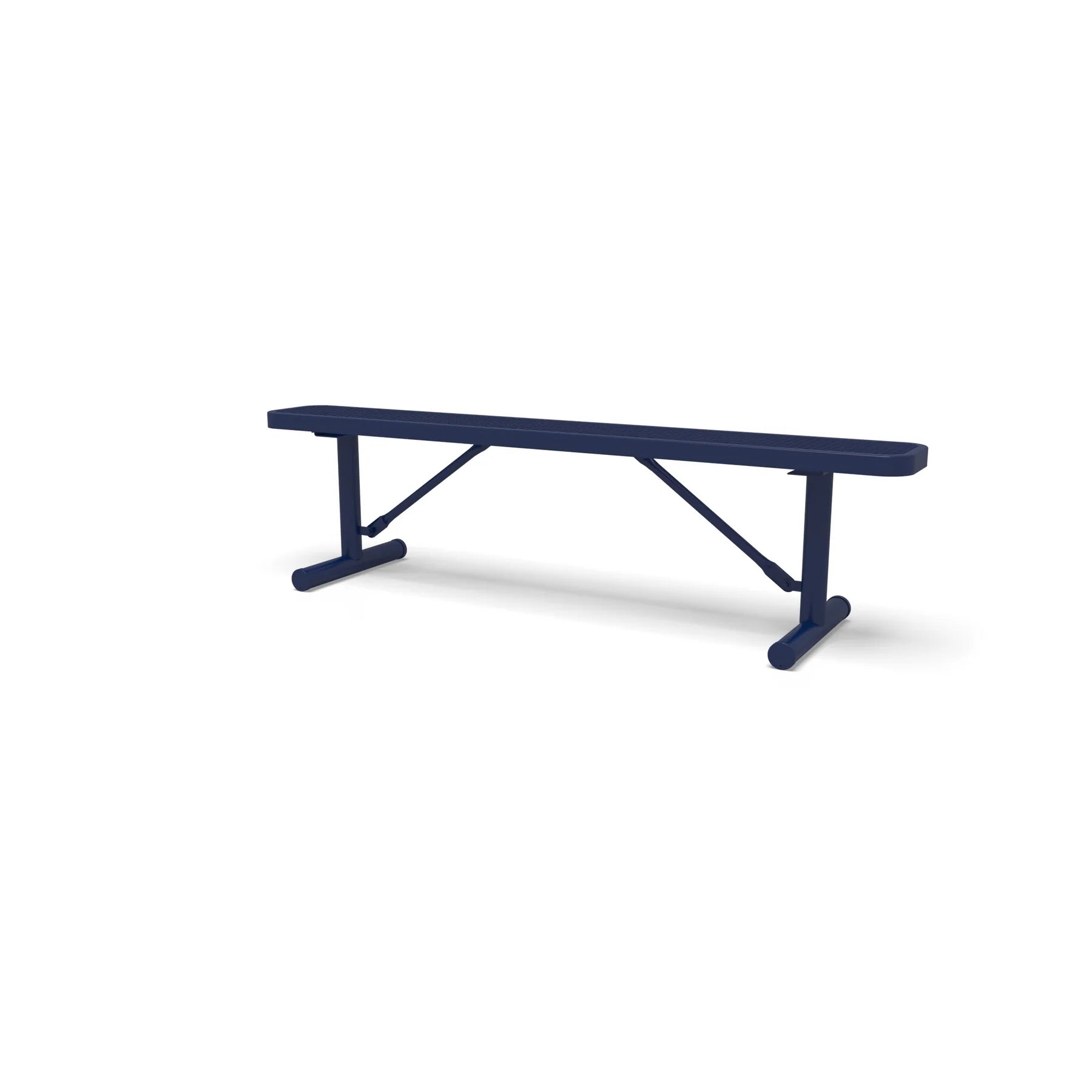 Blue Wabash Valley Signature Steel Backless Bench, Diamond, 6' Portable with braced legs, solid blue, plastisol-coated steel, outdoor bench without back