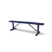 Blue Wabash Valley Signature Steel Backless Bench, Perforated, 6' Portable with braced legs, solid blue, plastisol-coated steel, outdoor seating bench