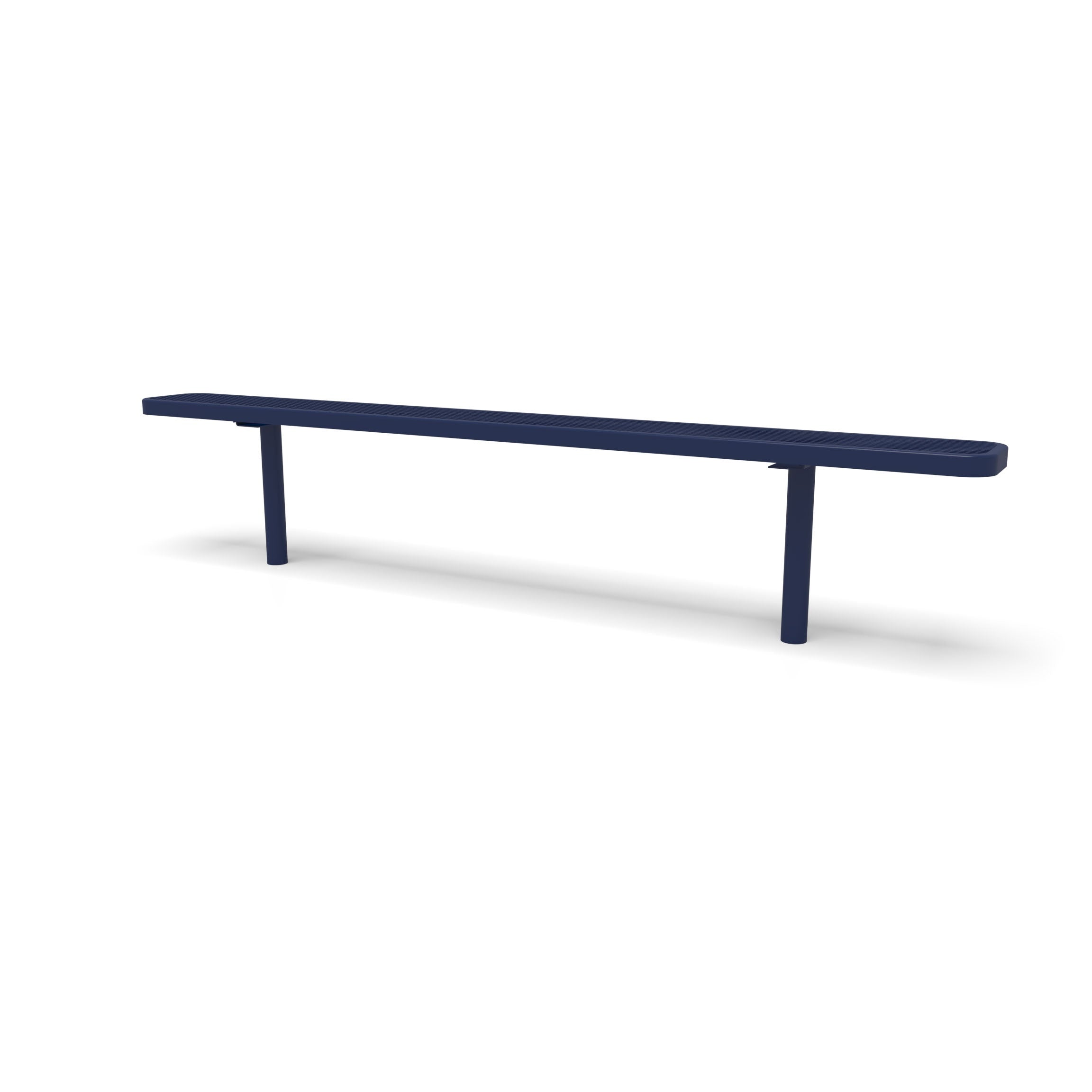 Blue Wabash Valley Signature Steel Backless Bench, Diamond, 8' Inground posts, solid blue, plastisol-coated steel, commercial seating bench