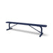 Blue Wabash Valley Signature Steel Backless Bench, Perforated, 8' Portable with braced legs, solid blue, plastisol-coated steel, 8 foot bench