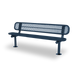 Blue Wabash Valley Signature Steel Bench, Diamond seat and back, Surface Mount base plates, outdoor bench with back