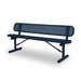 Blue Wabash Valley Signature Steel Bench, Perforated seat and back, portable frame with braces, portable bench