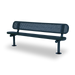 Blue Wabash Valley Signature Steel Bench, Perforated seat and back, Surface Mount base plates, outdoor bench with back