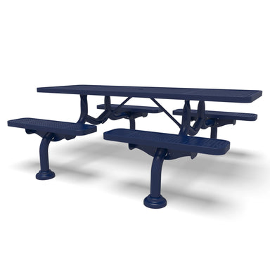 Blue Wabash Valley Spyder ADA 7 ft Picnic Table, Perforated plastisol coated steel, open ends for wheelchairs, model SY135P, accessible picnic table