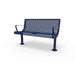 Blue Wabash Valley Steel Transit Bench, With Armrests, 4 ft perforated steel seat and back on adjustable surface mount legs, model TR300P, bus bench