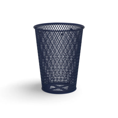 Blue Wabash Valley Tapered Trash Receptacle, tapered diamond expanded metal body, plastisol coated, model LR350D, steel trash can