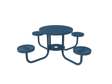 Blue MyTCoat 4-Person Patio Table with Attached Seats punched Steel