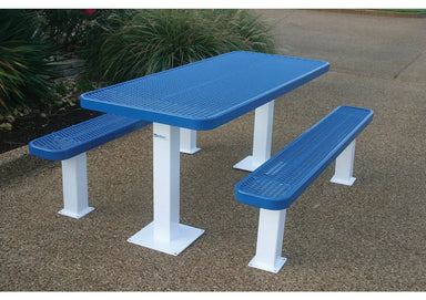 Blue MyTCoat 6' Independent Picnic Table Surface Mount Lifestyle Image