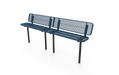 Blue MyTCoat Sports Bench with Backrest Studio Image and inground mount 15' Option