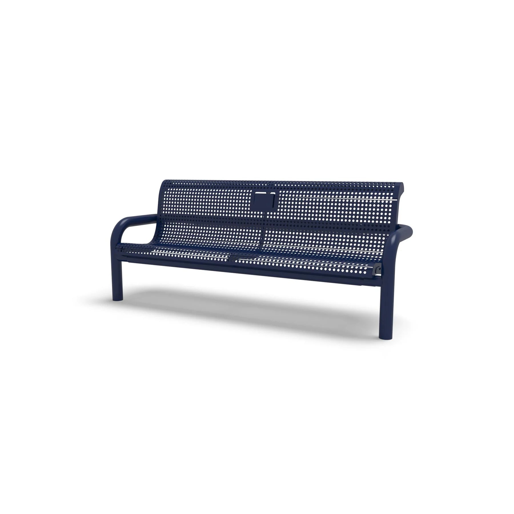 Blue Wabash Valley Contemporary Perforated steel Memorial Bench with Inground Mount studio image