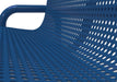 Blue Wabash Valley Contemporary Perforated steel Memorial Bench with surface mount Close up studio image