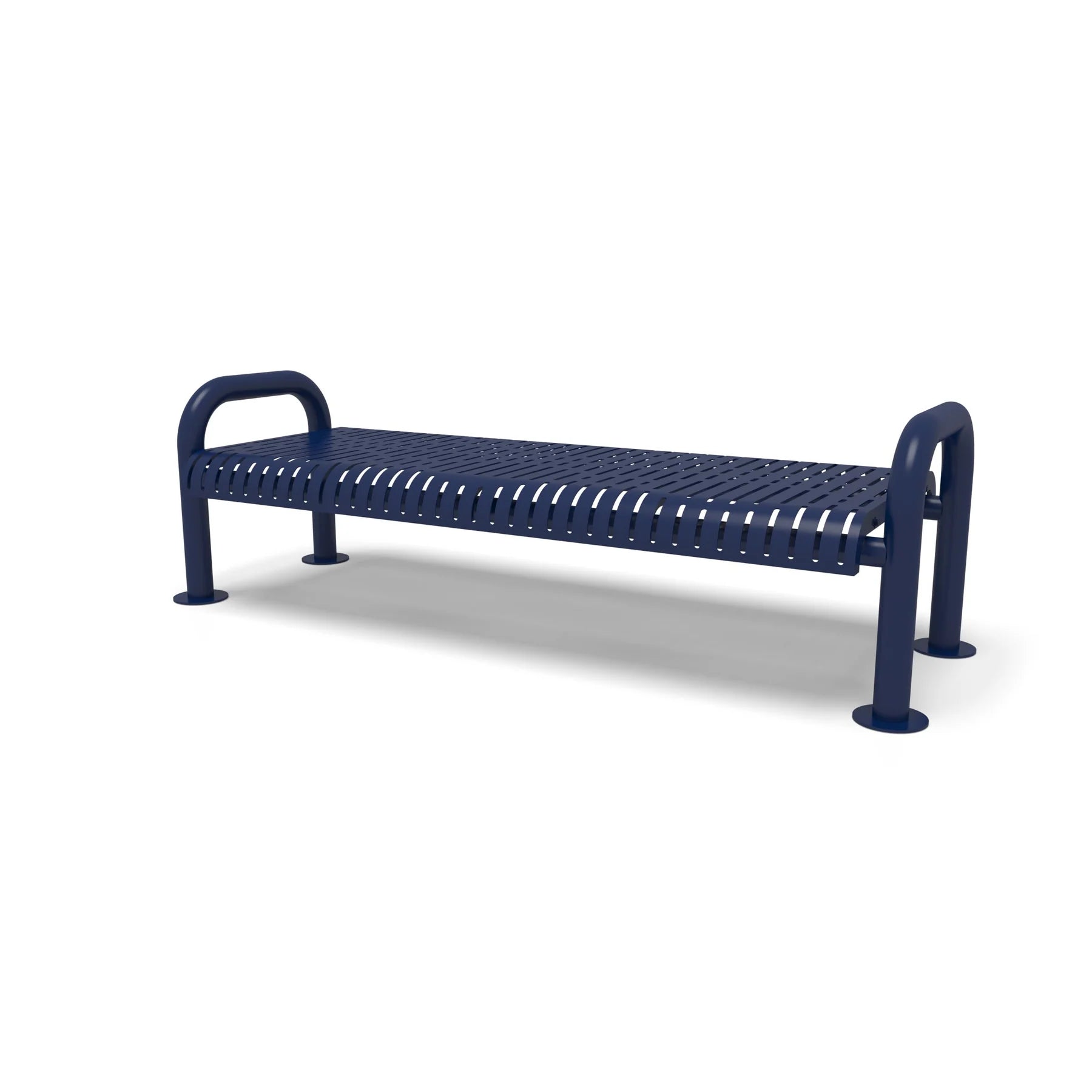 Blue Wabash Valley Contemporary Ribbed Steel Backless Bench with Surface Mount Studio Image