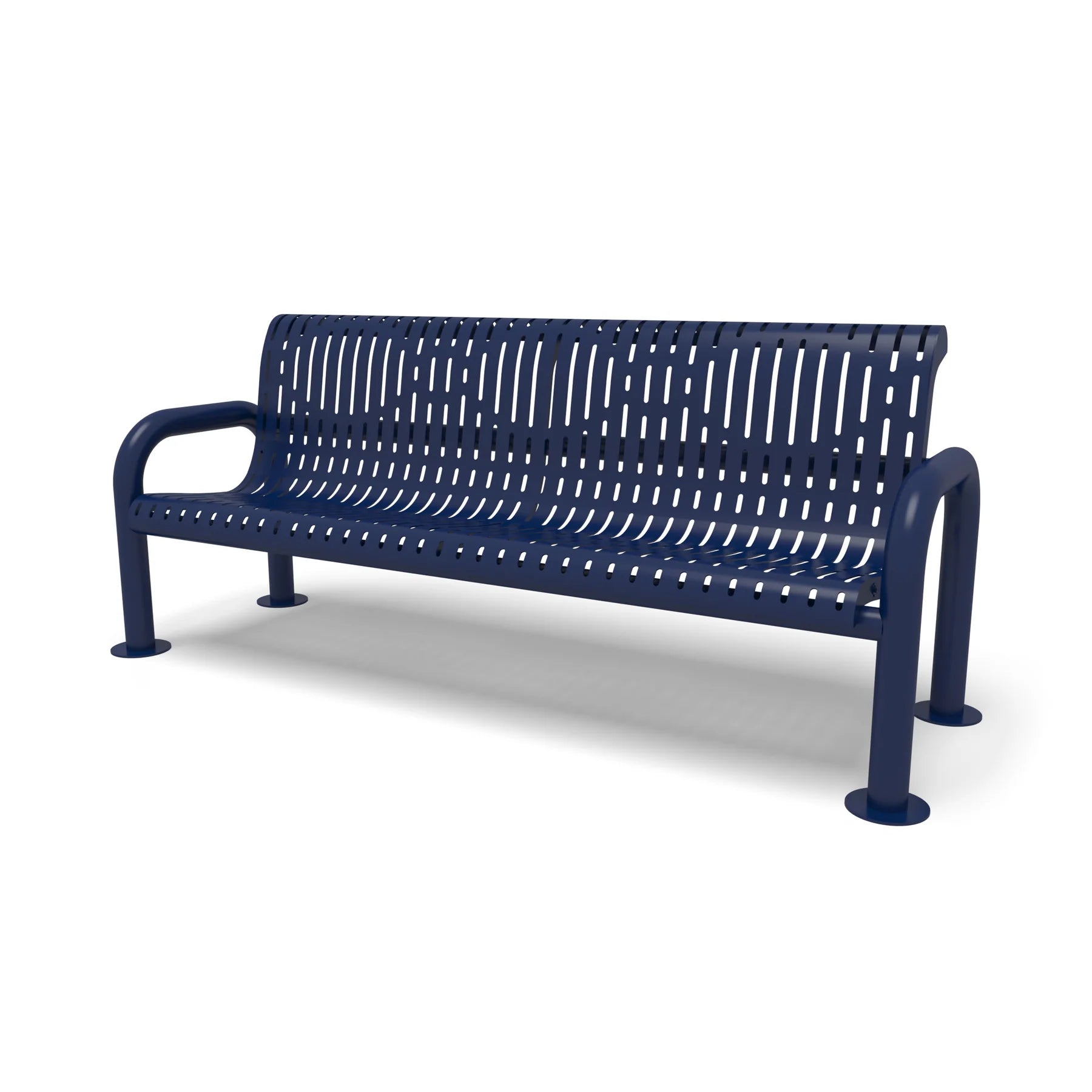 Blue Wabash Valley Contemporary Ribbed Steel Bench Surface Mount Studio Image