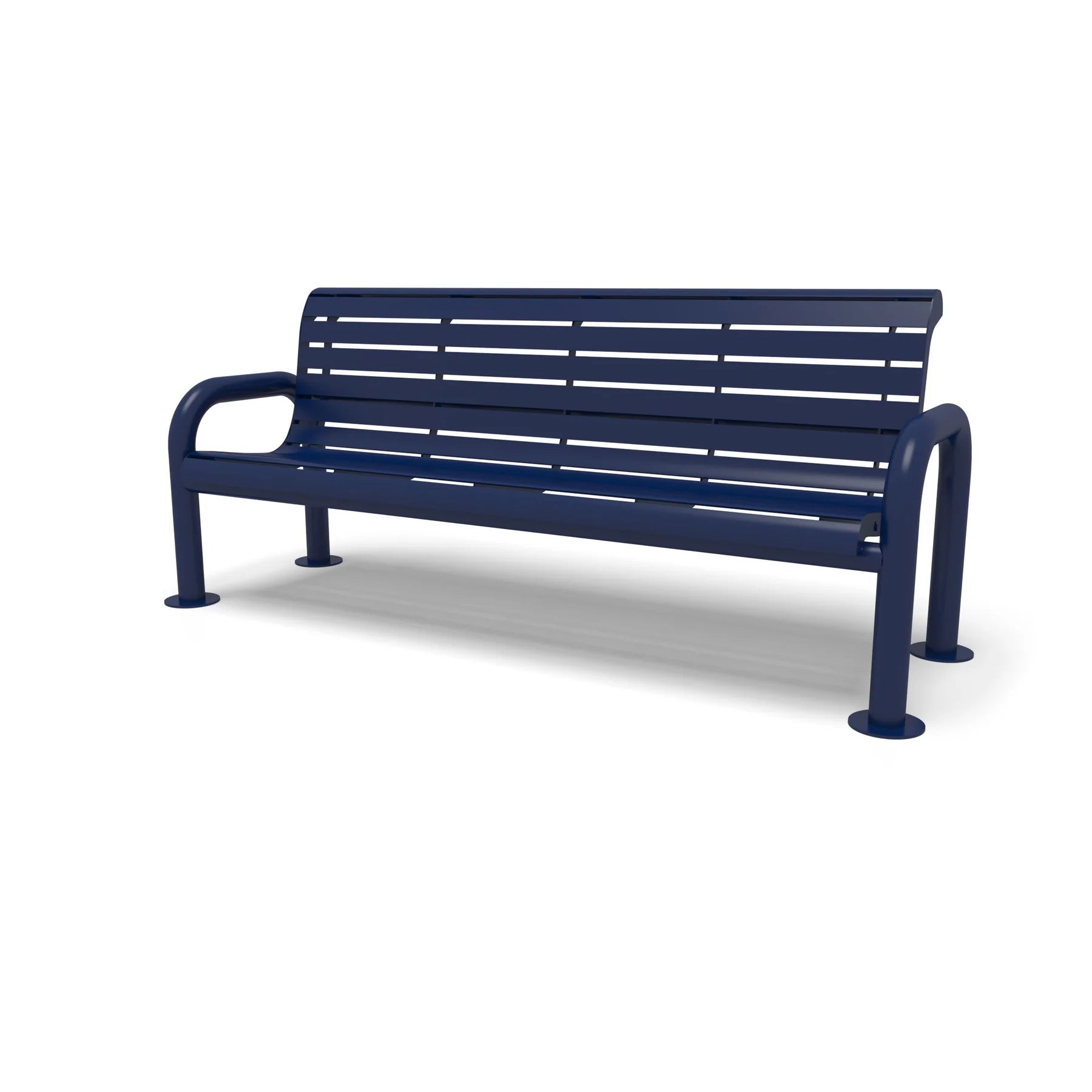 Blue Wabash Valley Contemporary Slatted Steel Bench Surface Mount Studio Image