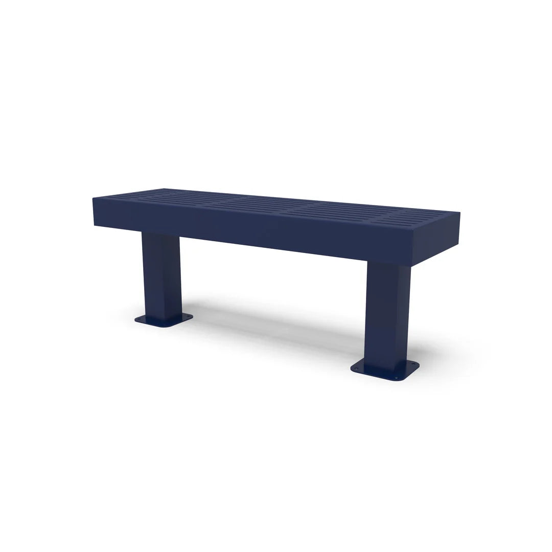 Blue Wabash Valley Designer Traditional Steel Backless Bench With Surface Mount