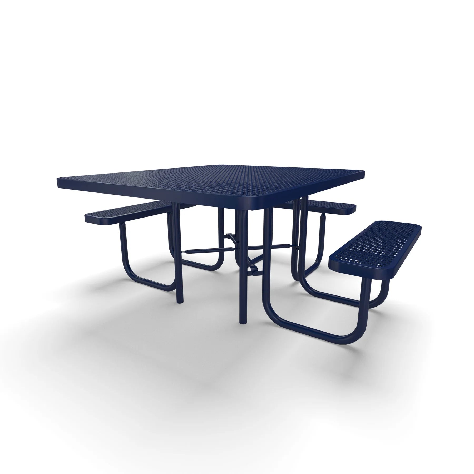 Blue Wabash Valley Signature Square Diamond Metal Portable Picnic Table with ADA Accessible Seating