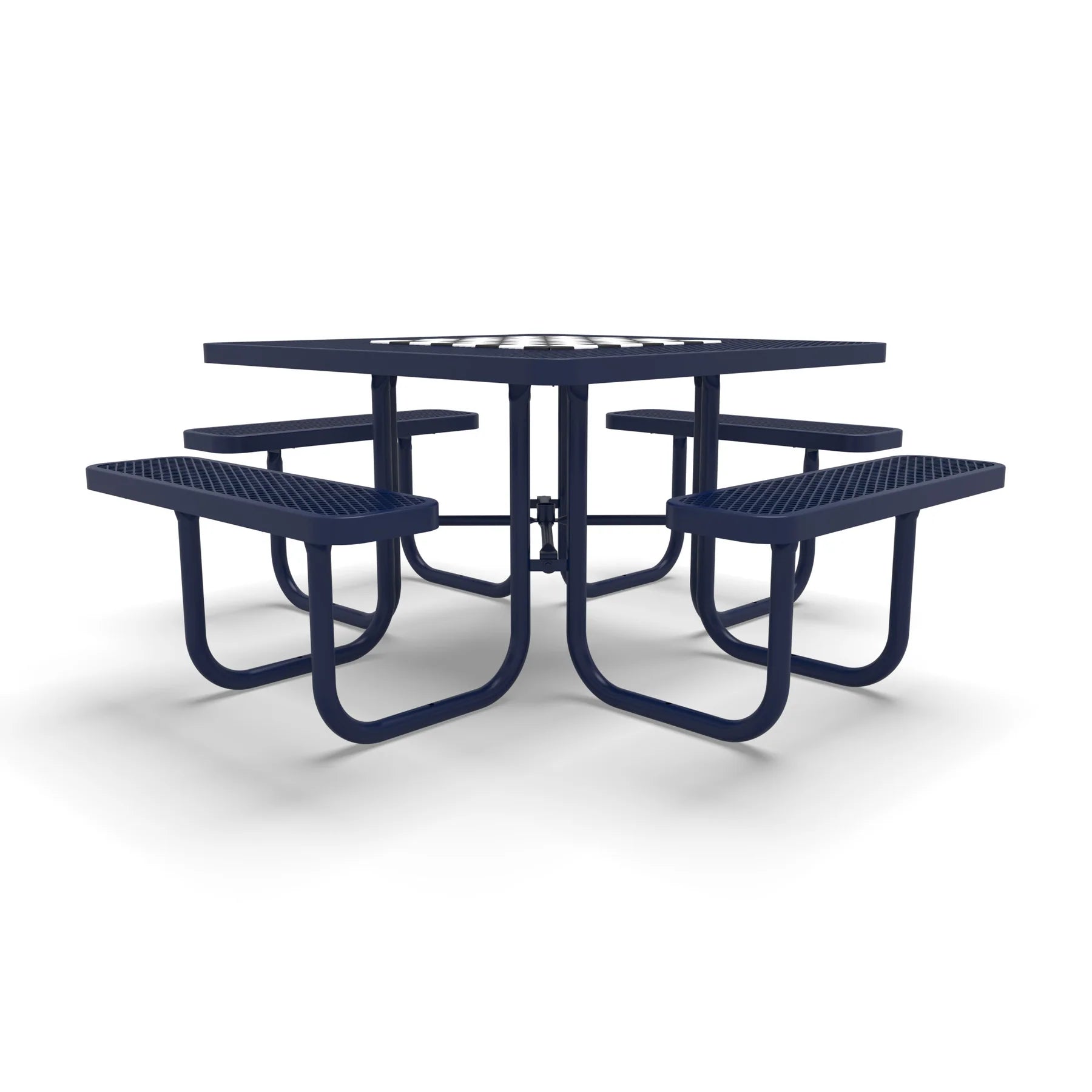 Blue Wabash Valley Signature Square Diamond Metal Portable Picnic Table with Chessboard Top