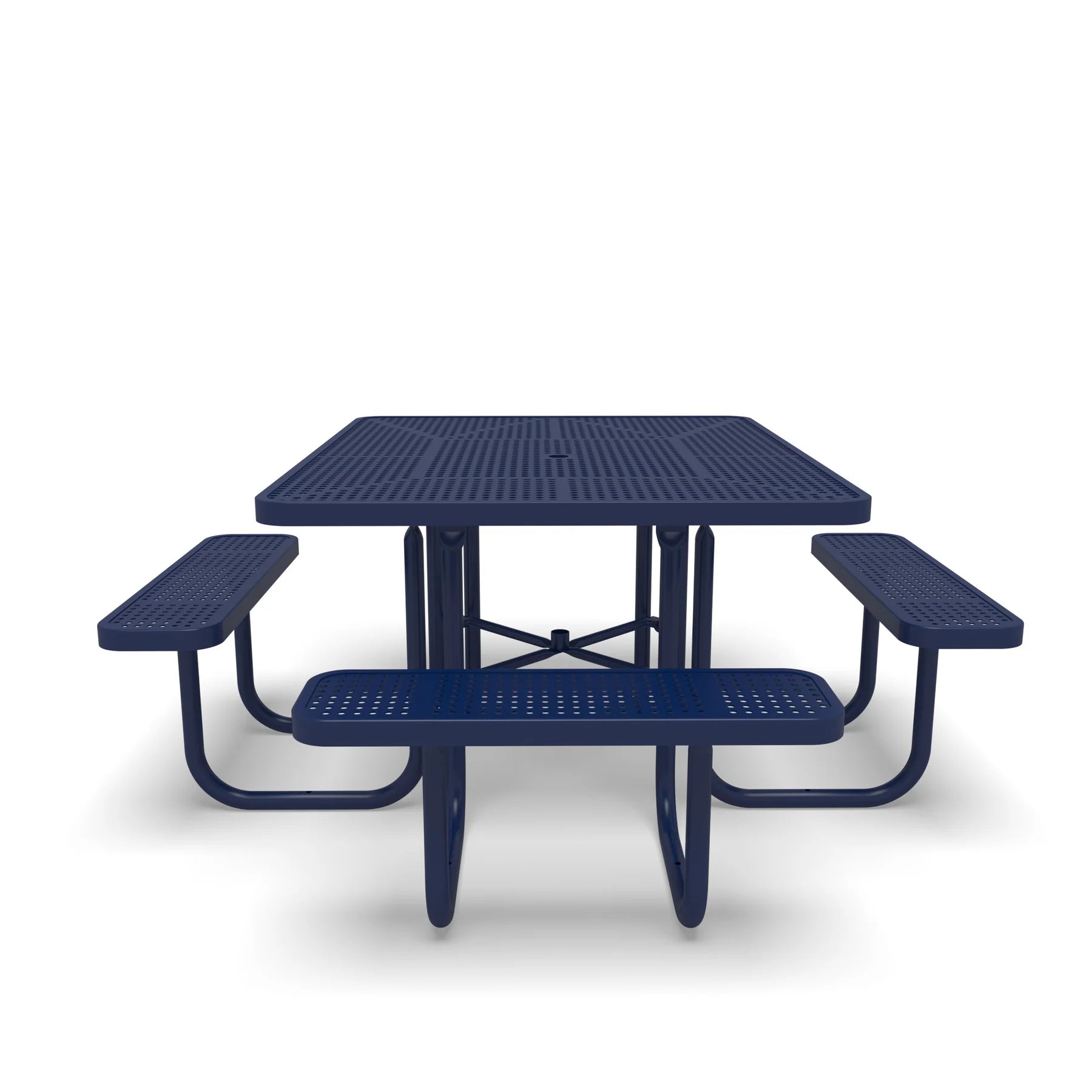 Blue Wabash Valley Signature Square Perforated Metal Portable Picnic Table with ADA Accessible Seating