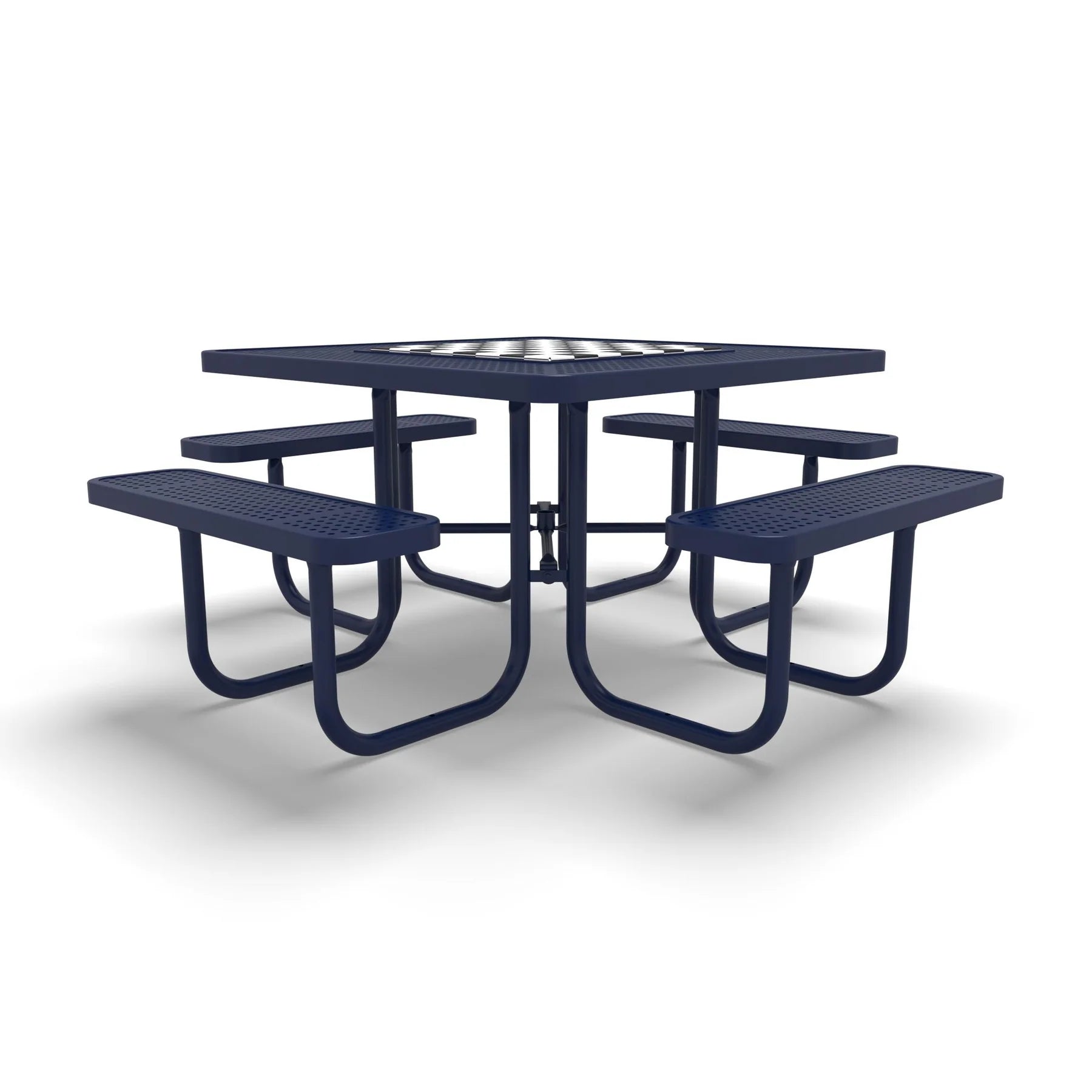 Blue Wabash Valley Signature Square Perforated Metal Portable Picnic Table with Chessboard Top
