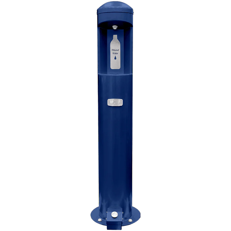 Blue Willoughy Outdoor Water Bottle Filling Station with Foot Pedal Studio Image