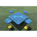 Blue and Yellow MyTCoat Dog Park Grooming Table with Accessory Arms Lifestyle Image