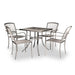 Bronze 30 inch Sullivan square steel mesh patio table with four matching stacking chairs, model SU2X38P, steel patio table