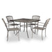 Bronze 42 inch Sullivan square steel mesh patio table with four matching stacking chairs, model SU2W38P, patio set for 4