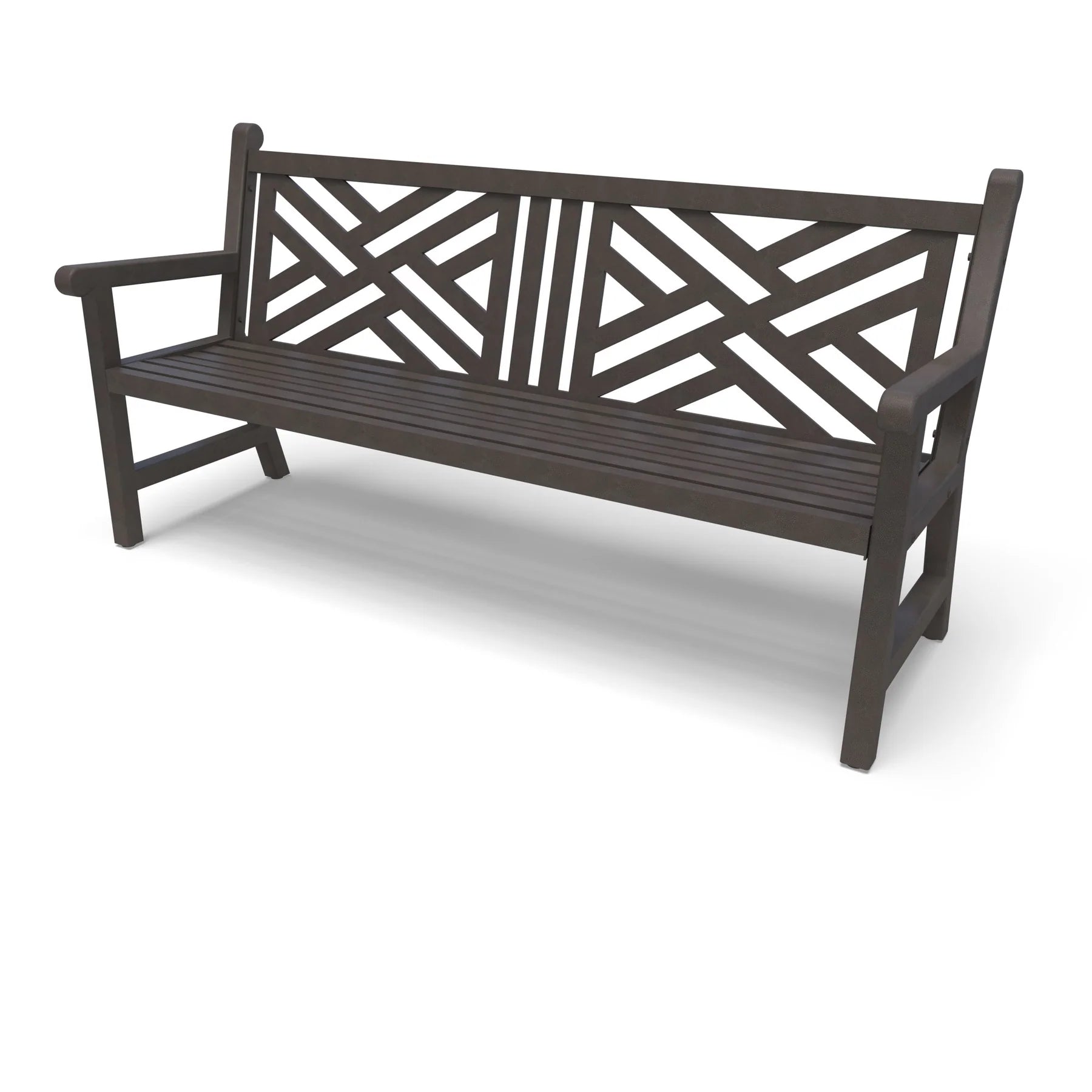 Bronze Wabash Valley Chippendale Yorktown Aluminum Bench, Chippendale lattice back, powder-coated aluminum, model YO1313C, decorative outdoor bench