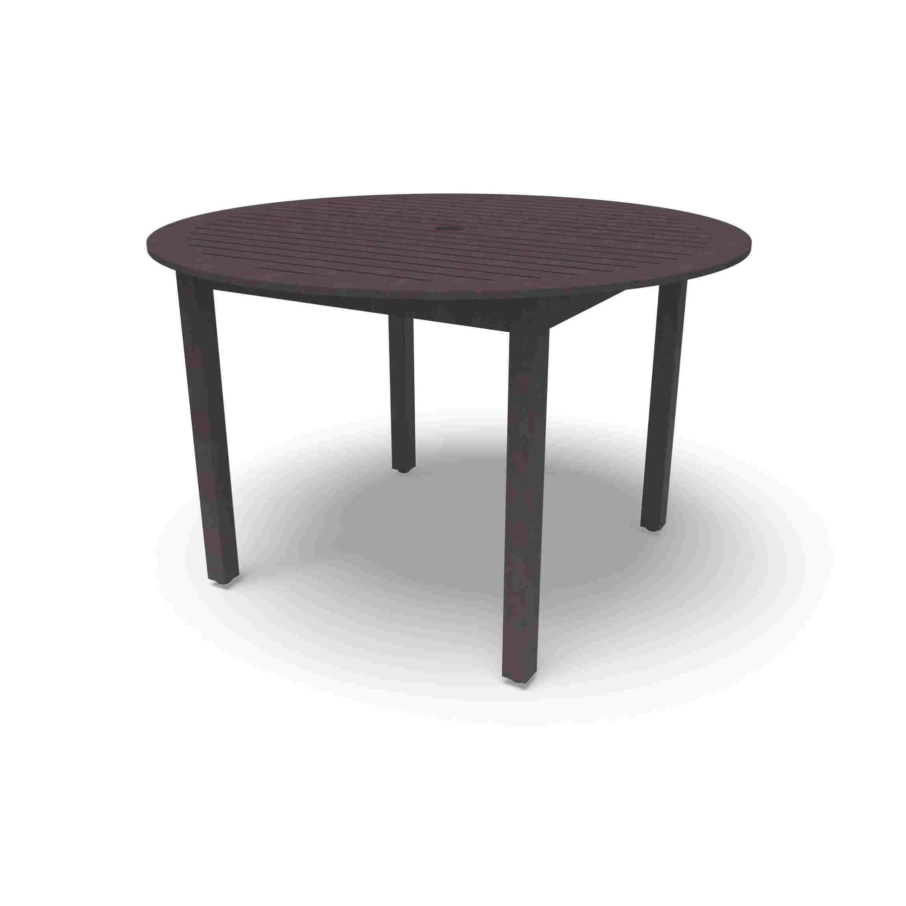 Bronze Yorktown 48 inch round aluminum slat table, powder-coated aluminum, model YO2G33C, 48 inch round table