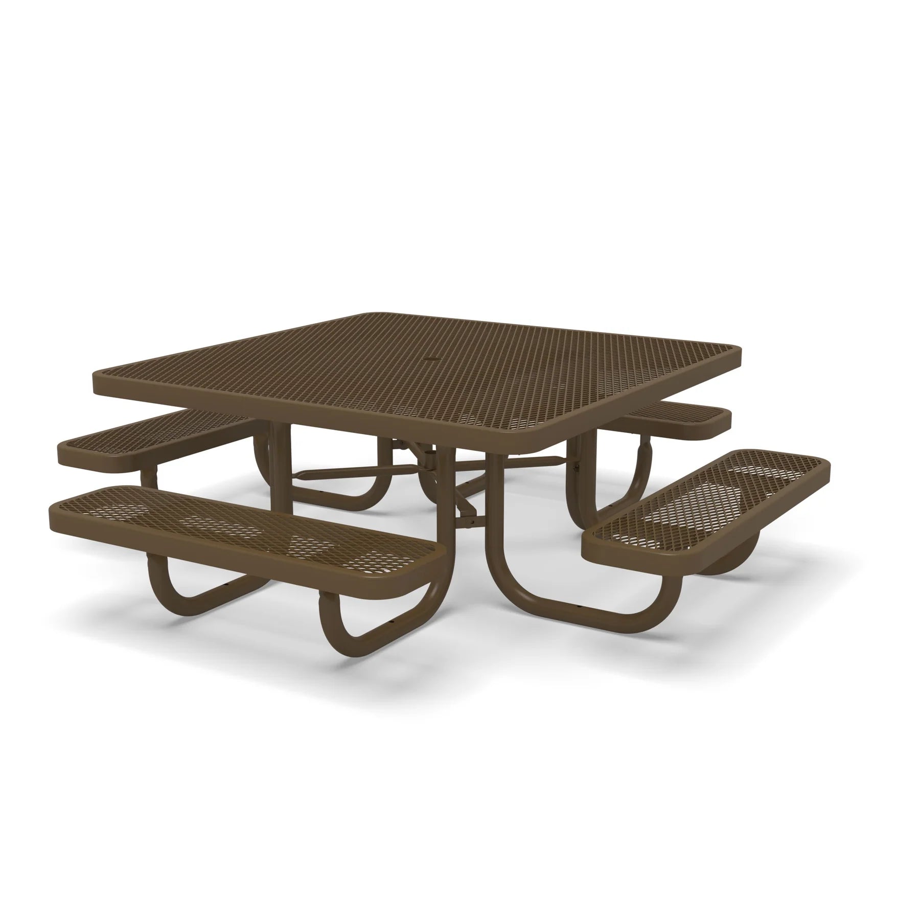 Brown Wabash Valley Children's Signature Square Diamond Metal Portable Picnic Table in plastisol-coated steel, a playground picnic table