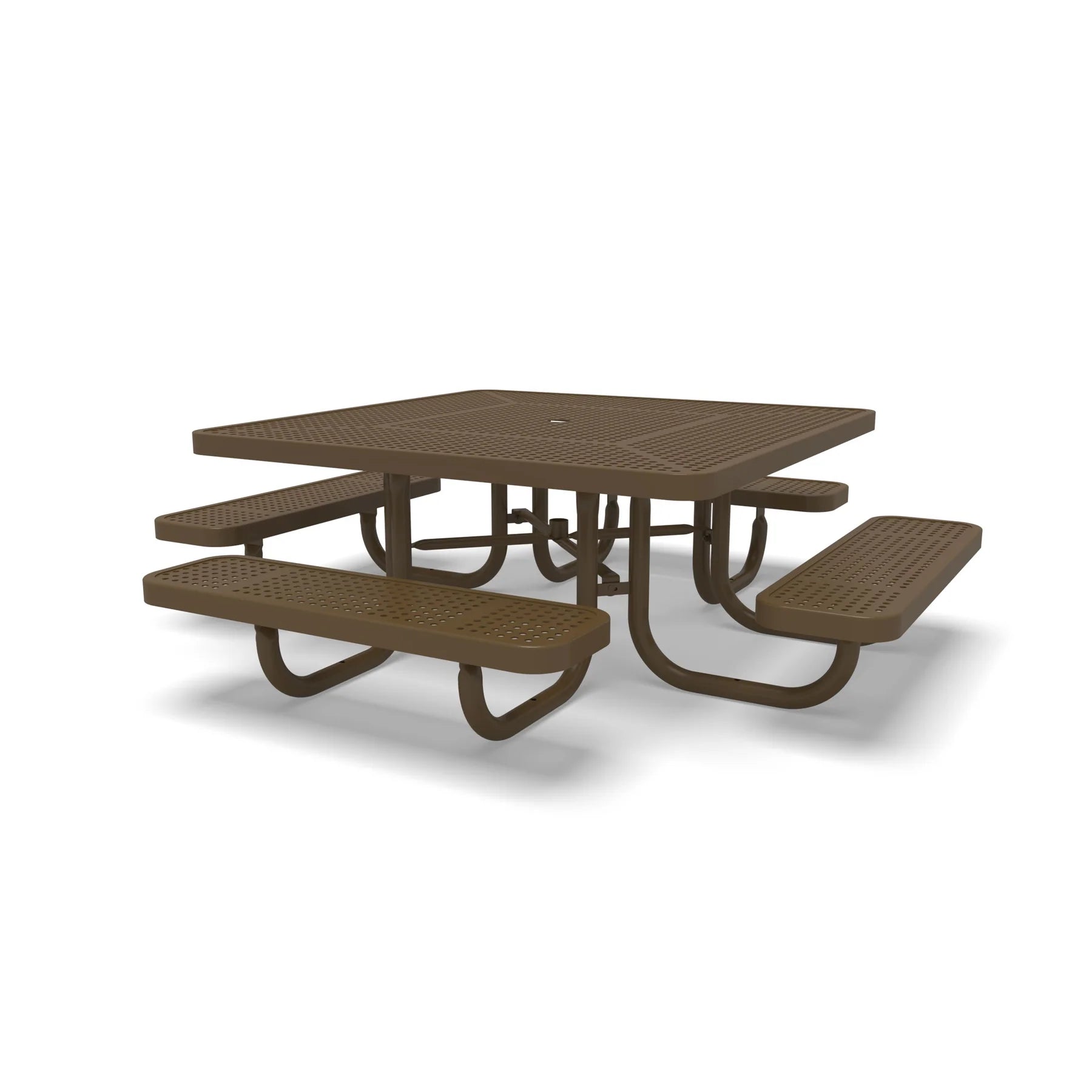 Brown Wabash Valley Children's Signature Square Perforated Metal Portable Picnic Table in plastisol-coated steel, outdoor preschool furniture